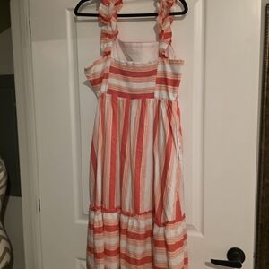 Striped Coral and White Dress